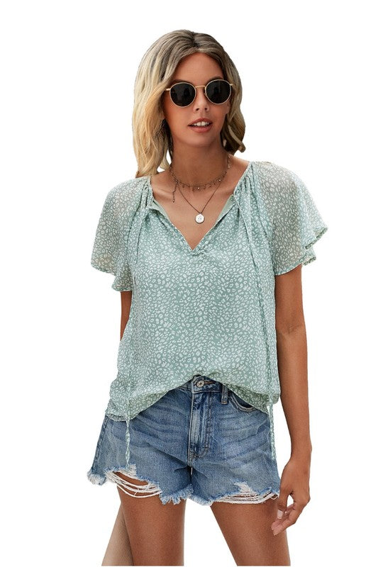 Front Tie Top V-Neck