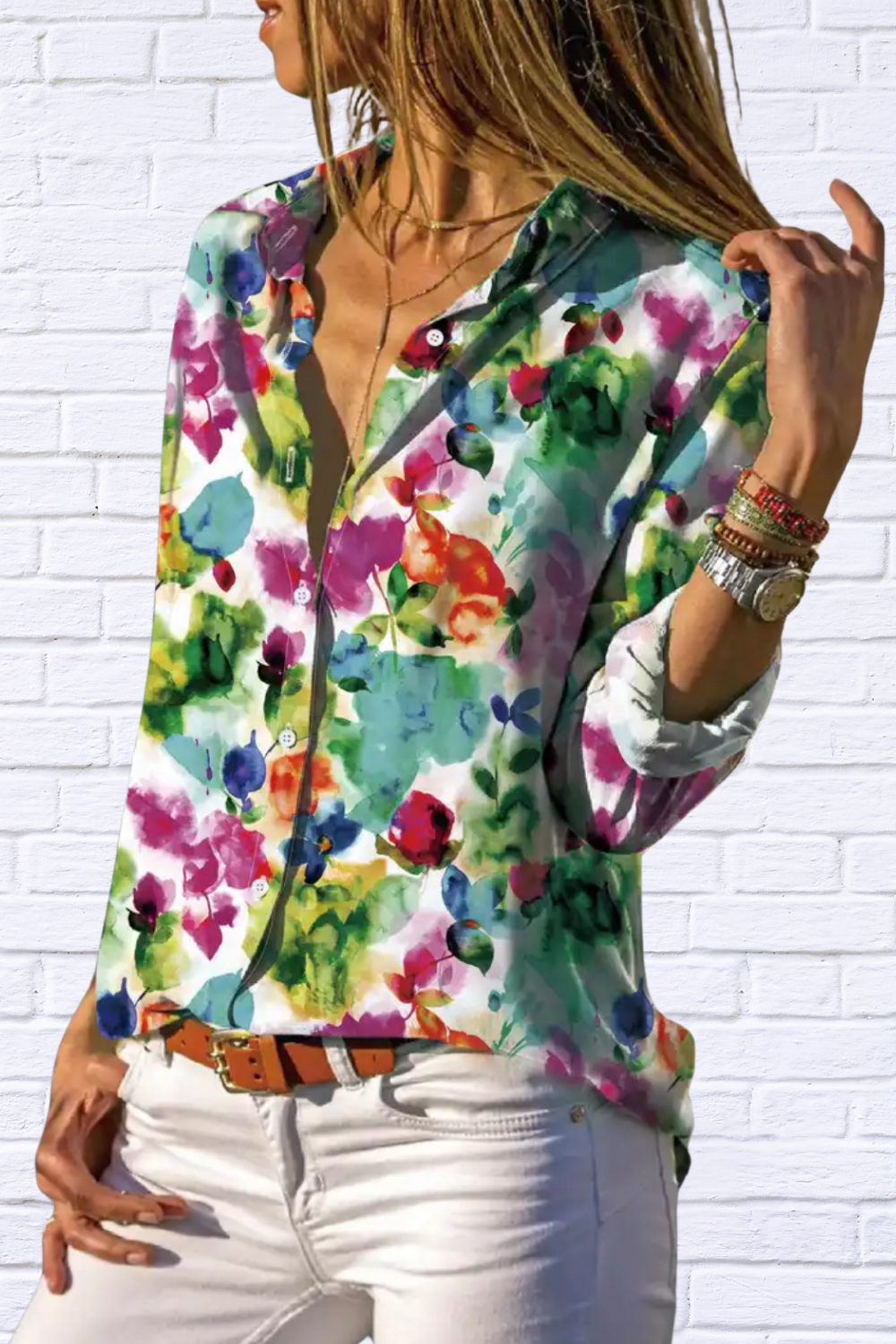 Sandy Women’s Fashion Floral Print Shirt Extra Extra Large