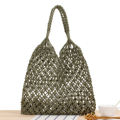 Solid Color One Shoulder Woven Bag Trendy Women Maori Crochet One Size Army Green