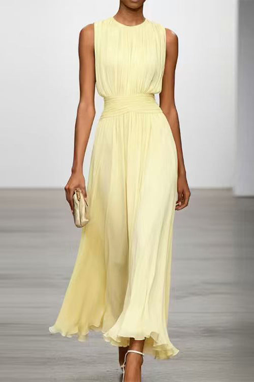 Crewneck Sleeveless High Waist Maxi Dress