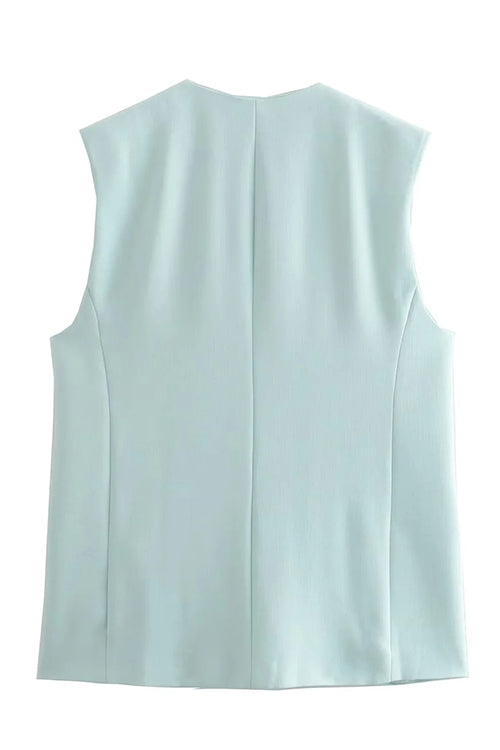 V Neck Single Breasted Blazer Vest