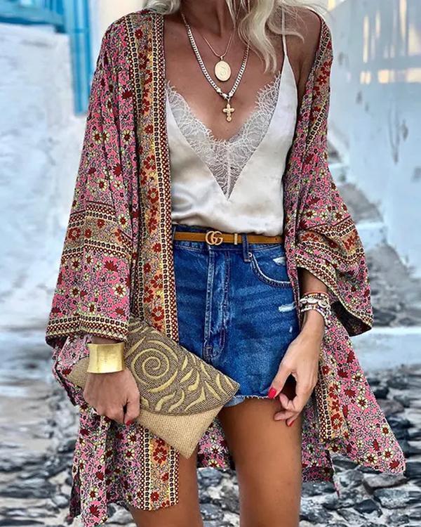 Clidress Bobo Holiday Print Thin Cardigan