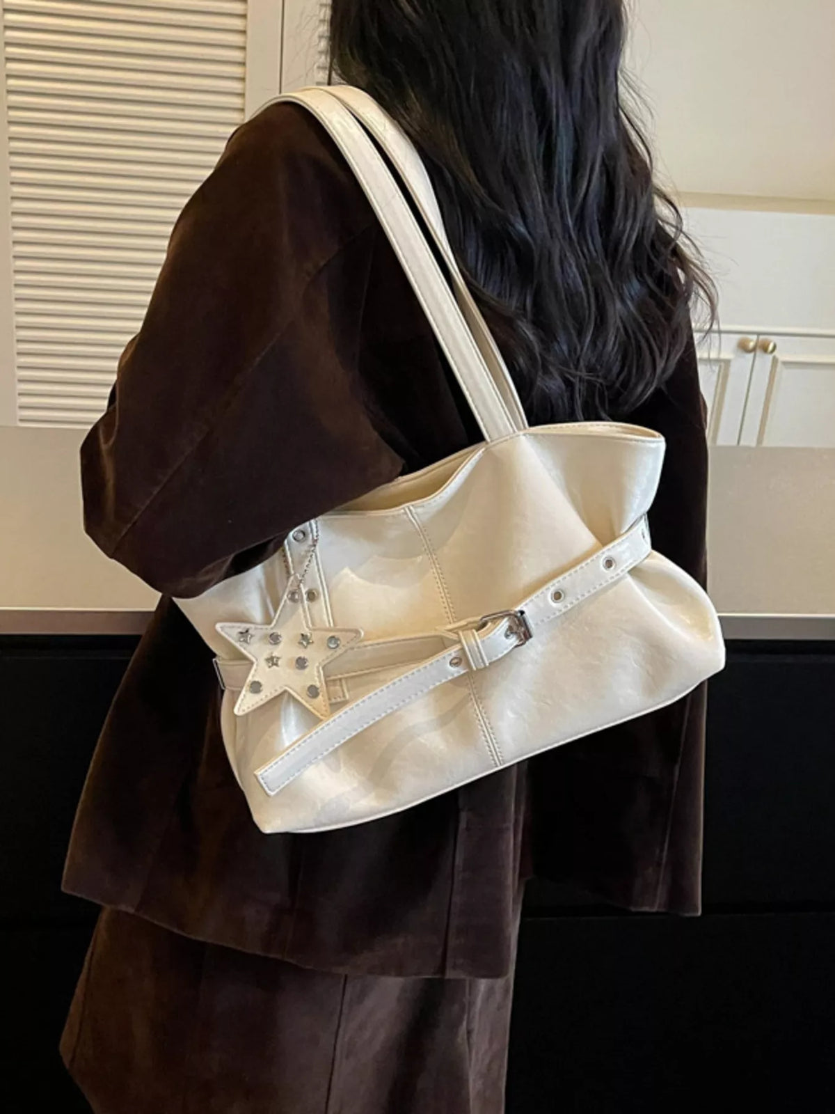 Star Charm Buckle Detail Shoulder Bag