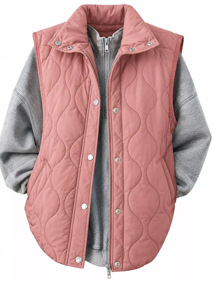 Quilted Snap Button Vest Coat