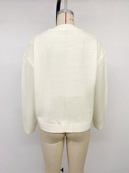 Bow Graphic Round Neck Sweater