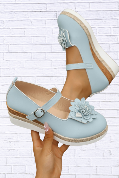Flower Embellished Mary Jane Loafers