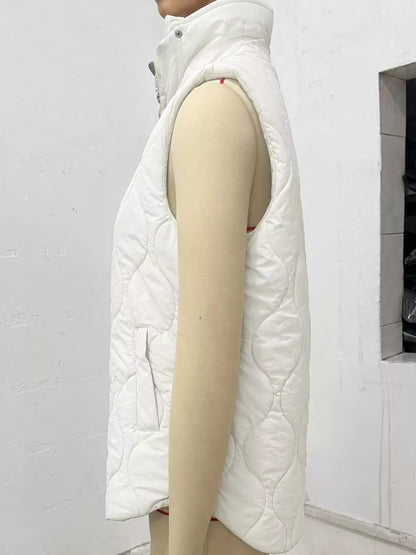 Quilted Snap Button Vest Coat