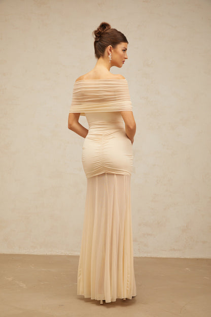 Ninon tulle-panel smocked maxi dress