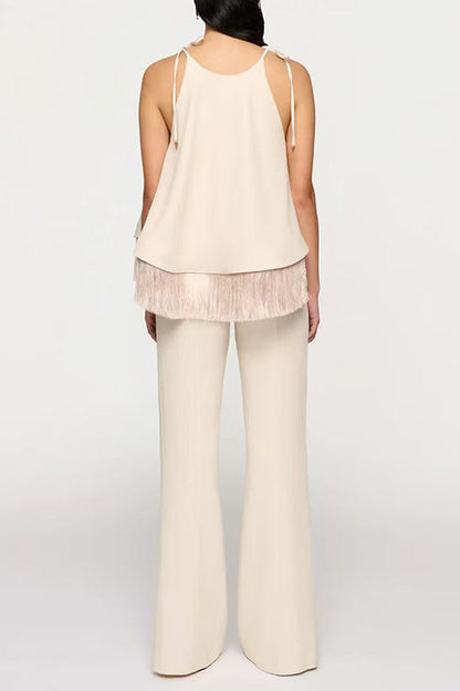 High Waist Solid Bell Bottom Pants