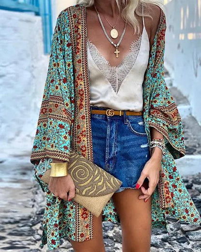 Clidress Bobo Holiday Print Thin Cardigan