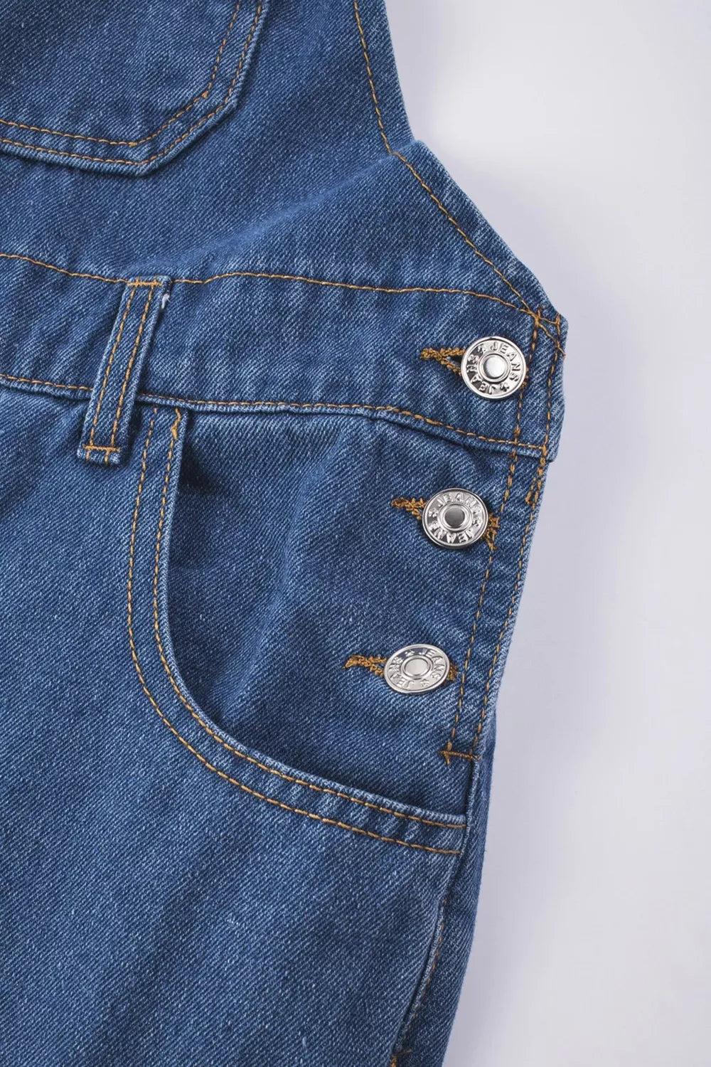 Retro Bib Pocket Buckle Straps Casual Denim Overalls