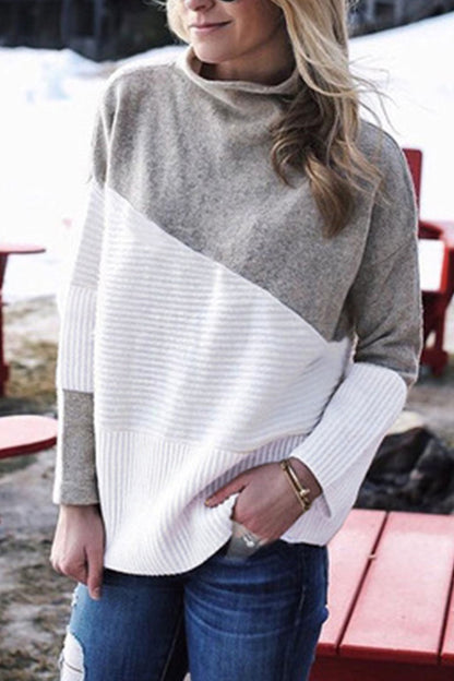 Fashion Casual Solid Patchwork Half A Turtleneck Sweaters(4 colors)
