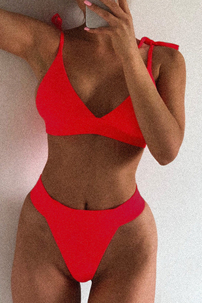 Vacation Solid Bandage Swimwears