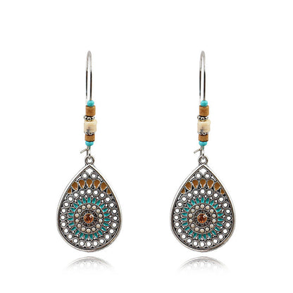 Bohemian Ethnic Wind Drop Earrings Silver One Size