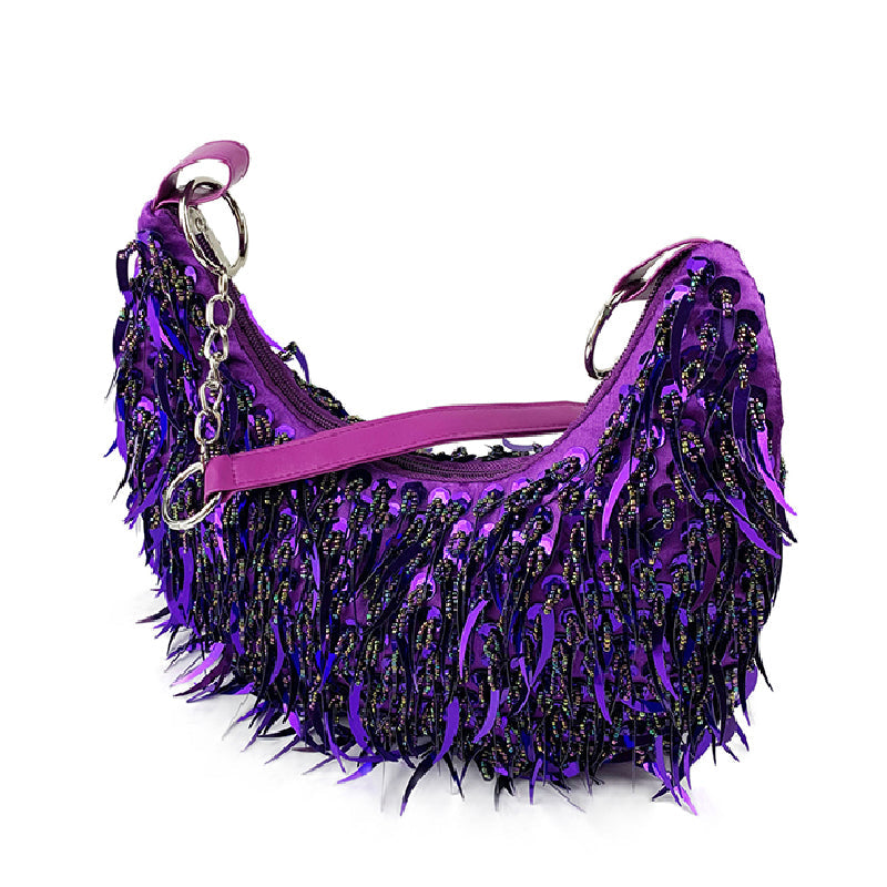 Casual Solid Patchwork Beaded Bags