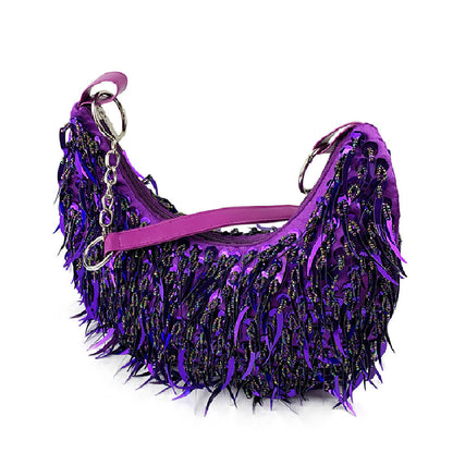 Casual Solid Patchwork Beaded Bags