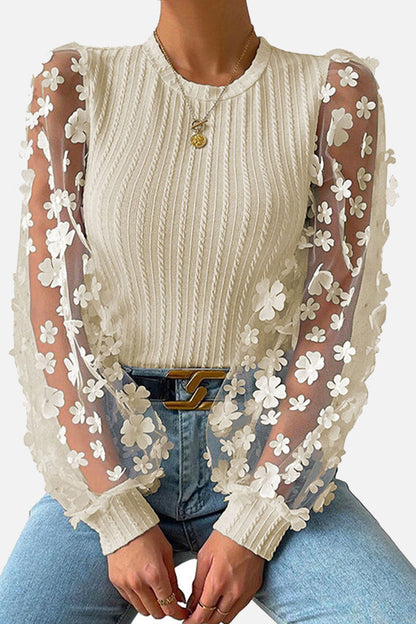 Elegant Solid Patchwork O Neck Tops(6 Colors)
