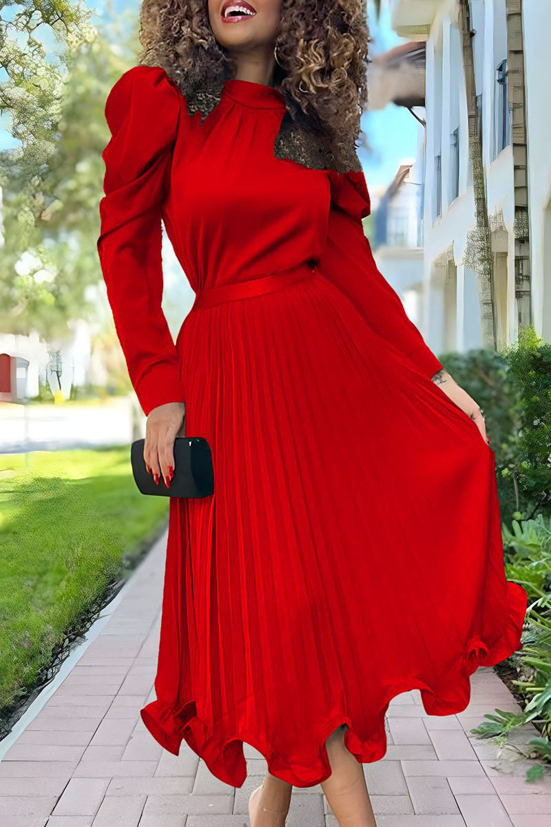 Casual Simplicity Solid Patchwork O Neck Tops(5 Colors) Red