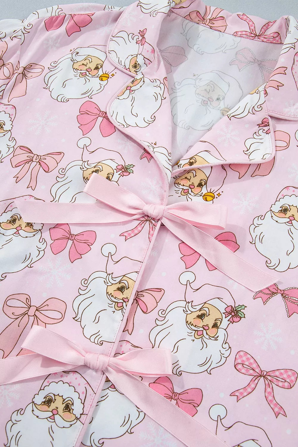 Santa Print Paneling Shift Silhouette Short Sleeve Lounge Set