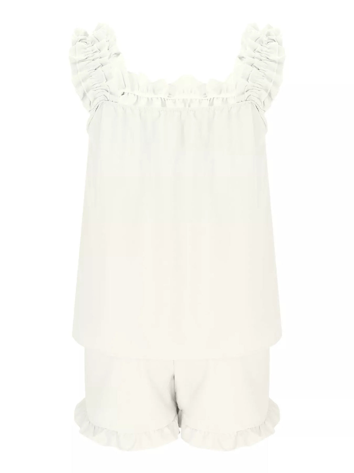 Ruffle Trim Sleeveless Top and Shorts Set