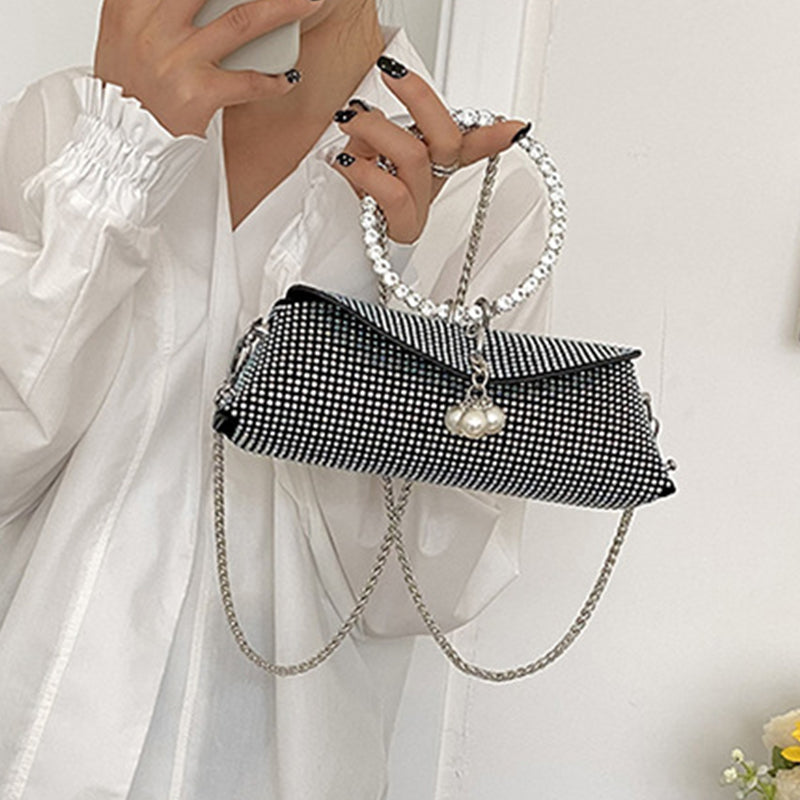Elegant Formal Solid Chains Pearl Rhinestone Bags