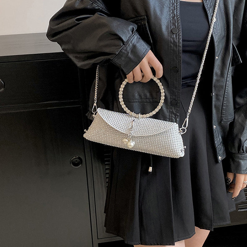 Elegant Formal Solid Chains Pearl Rhinestone Bags