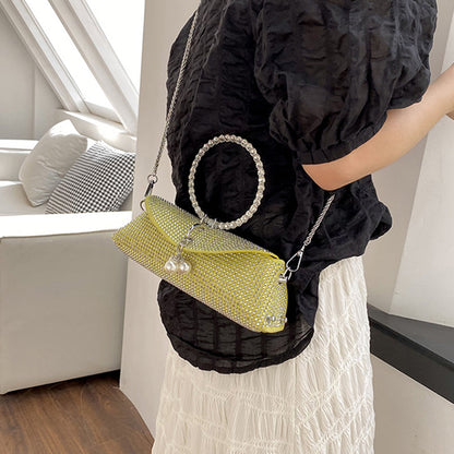 Elegant Formal Solid Chains Pearl Rhinestone Bags