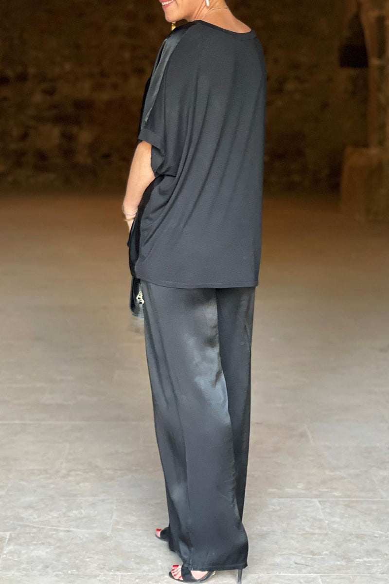 Casual Simplicity Solid Pocket V Neck Three Quarter Two Pieces(3 Colors)
