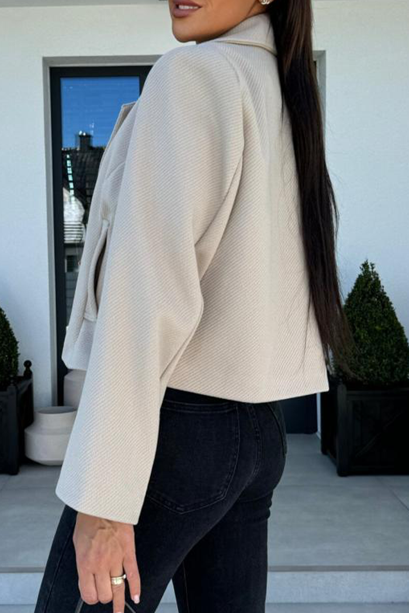 Casual Daily Solid Color Buttons Gross Turn-back Collar Outerwear
