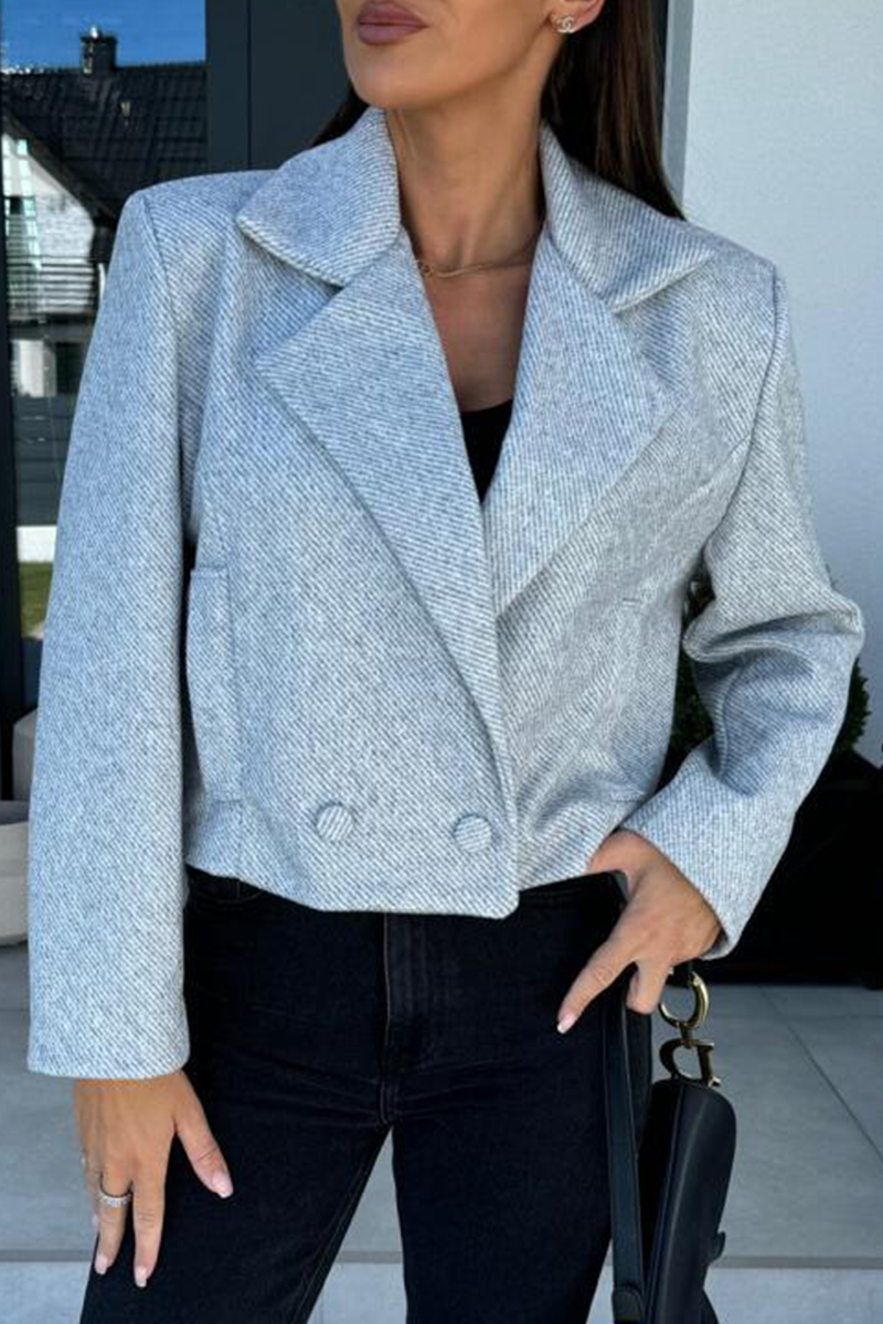 Casual Daily Solid Color Buttons Gross Turn-back Collar Outerwear