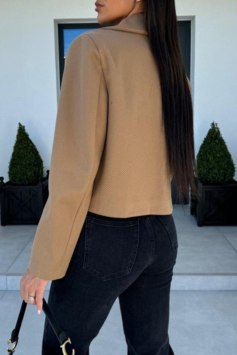 Casual Daily Solid Color Buttons Gross Turn-back Collar Outerwear