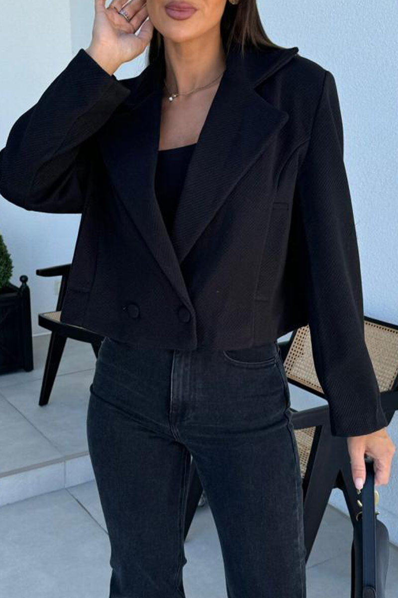 Casual Daily Solid Color Buttons Gross Turn-back Collar Outerwear