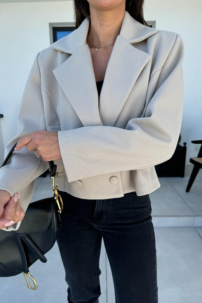 Casual Daily Solid Color Buttons Gross Turn-back Collar Outerwear