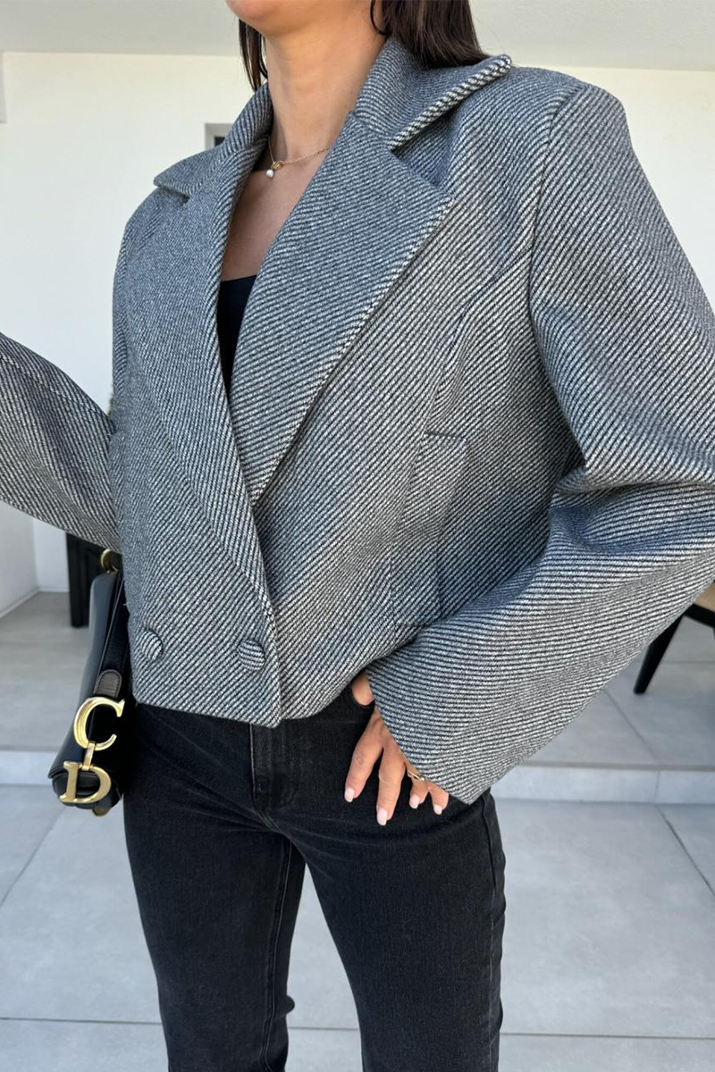 Casual Daily Solid Color Buttons Gross Turn-back Collar Outerwear