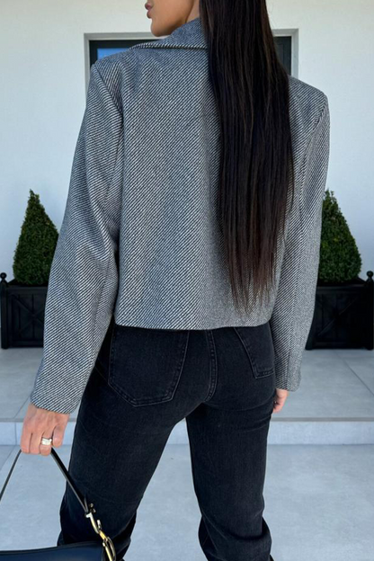 Casual Daily Solid Color Buttons Gross Turn-back Collar Outerwear