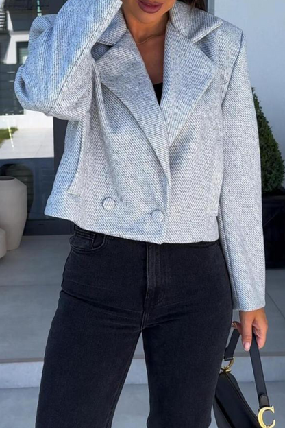 Casual Daily Solid Color Buttons Gross Turn-back Collar Outerwear