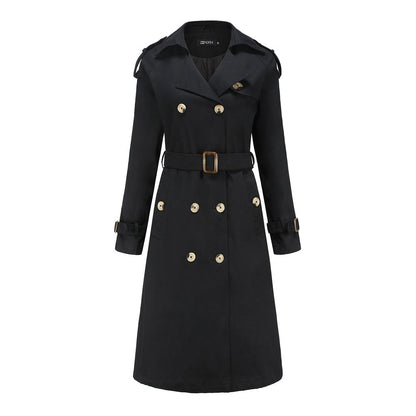 Long Waist Cotton Fashion Trench Coat Black