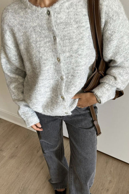 Casual Solid Color Buttons O Neck Outerwear