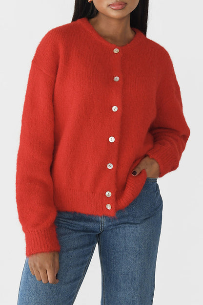 Casual Solid Color Buttons O Neck Outerwear