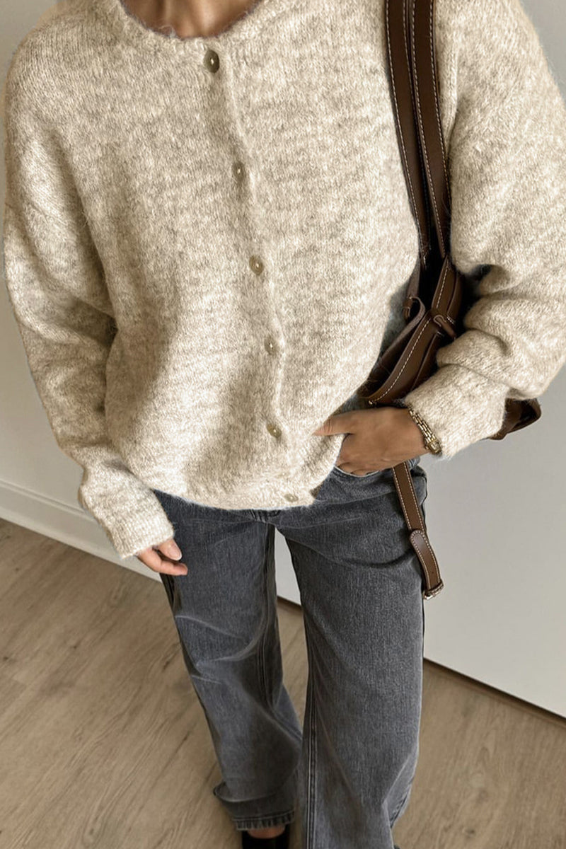 Casual Solid Color Buttons O Neck Outerwear