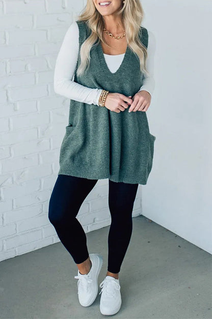 Casual Daily Solid Color Pocket V Neck Tops