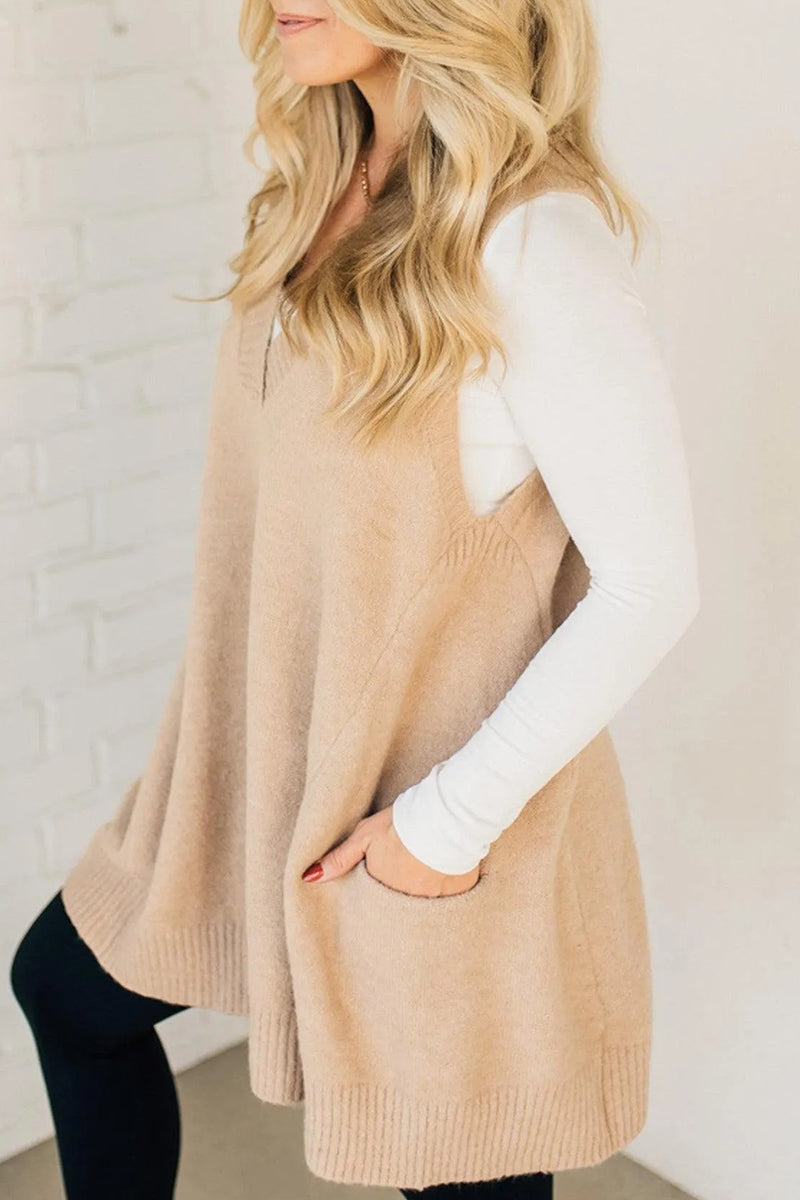 Casual Daily Solid Color Pocket V Neck Tops