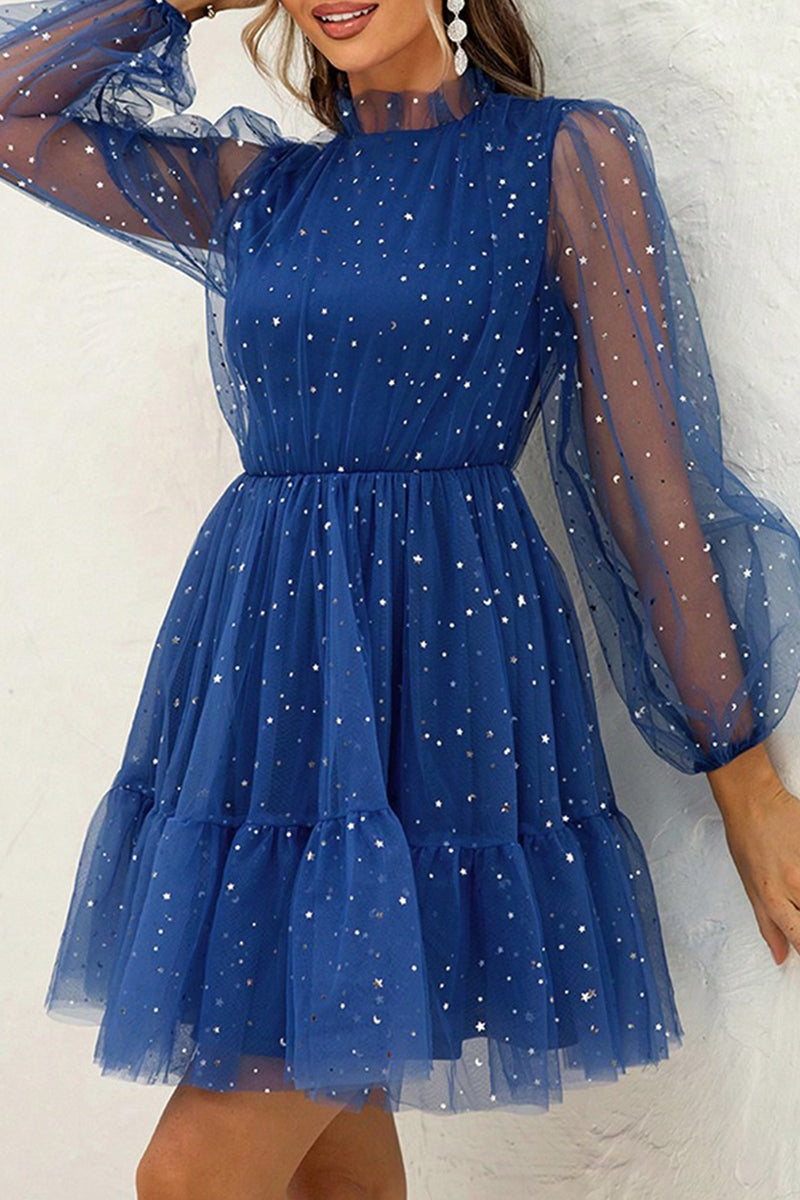 Prom Elegant Solid Color Sequins Mesh O Neck Evening Dresses