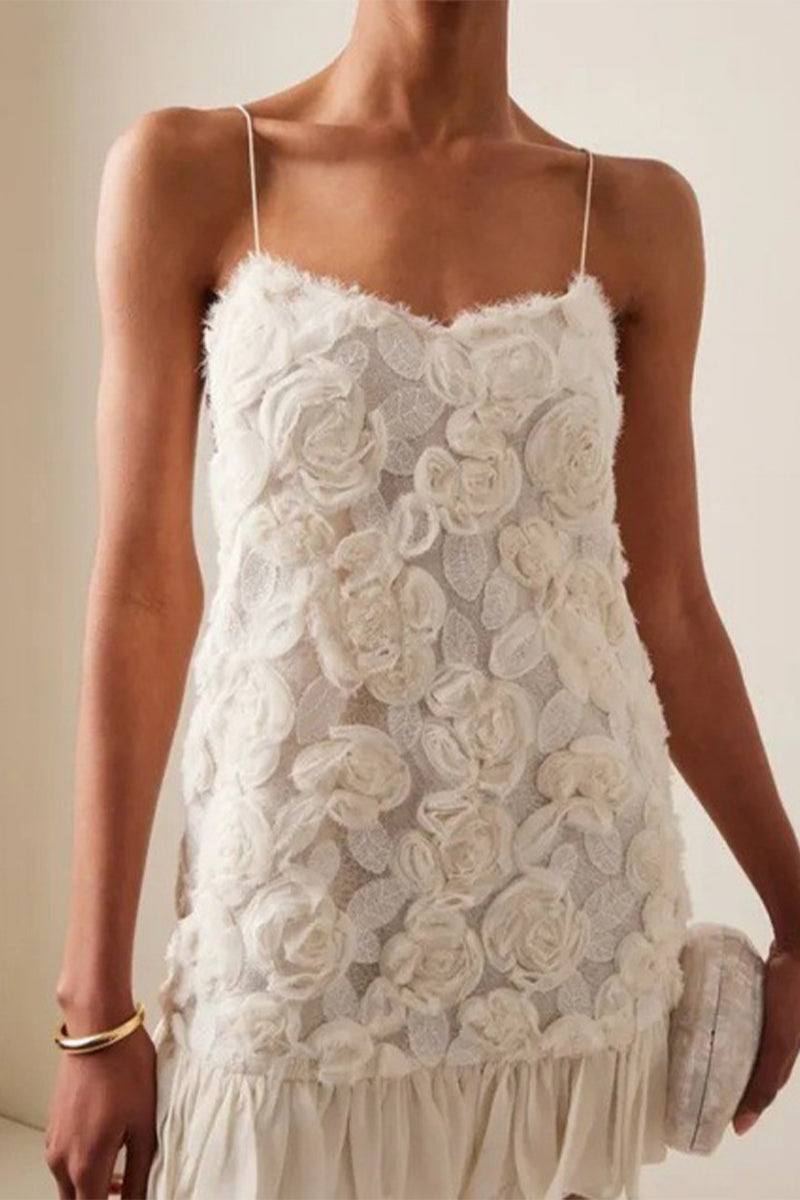 Elegant Solid Color Flower Shape U Neck Sling Dresses