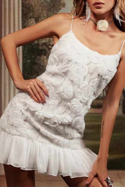 Elegant Solid Color Flower Shape U Neck Sling Dresses