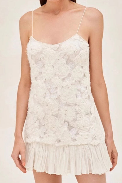 Elegant Solid Color Flower Shape U Neck Sling Dresses