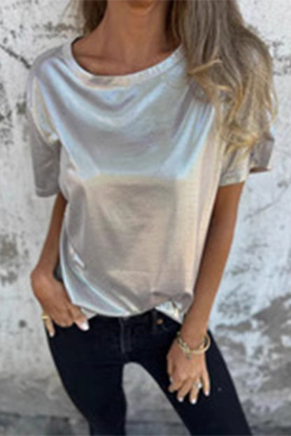 Casual Solid Color O Neck T-Shirts