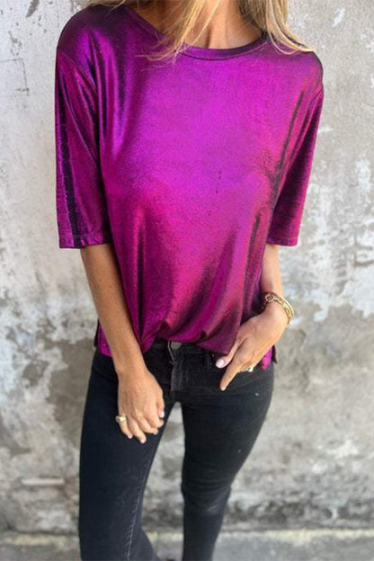 Casual Solid Color O Neck T-Shirts