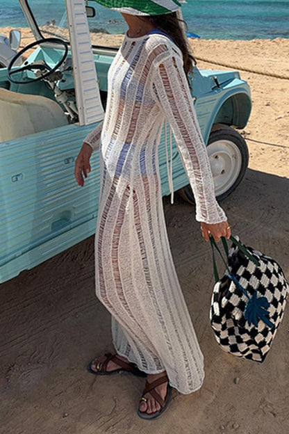 Sexy Solid Color Lace Up Backless Swimwears Cover Up