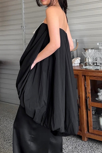 Sexy Solid Color Ruched Irregular Strapless Strapless Dresses